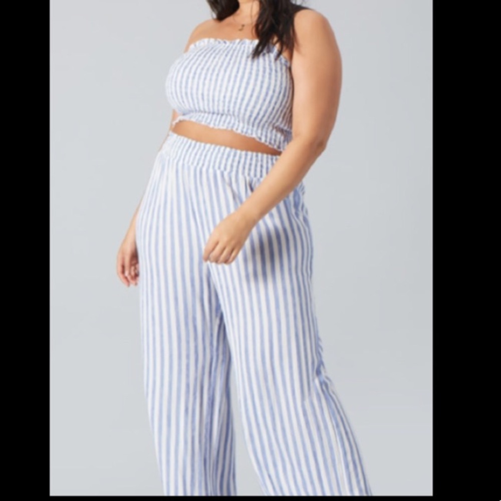 2 piece pinstriped palazzo pants set.